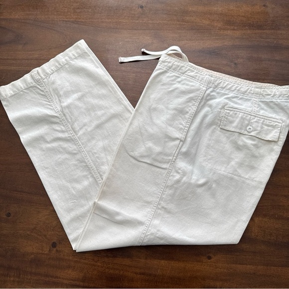 Express Linen Cotton Off White Button Fly & Drawstring Relaxed Pants Mens L - Picture 1 of 11